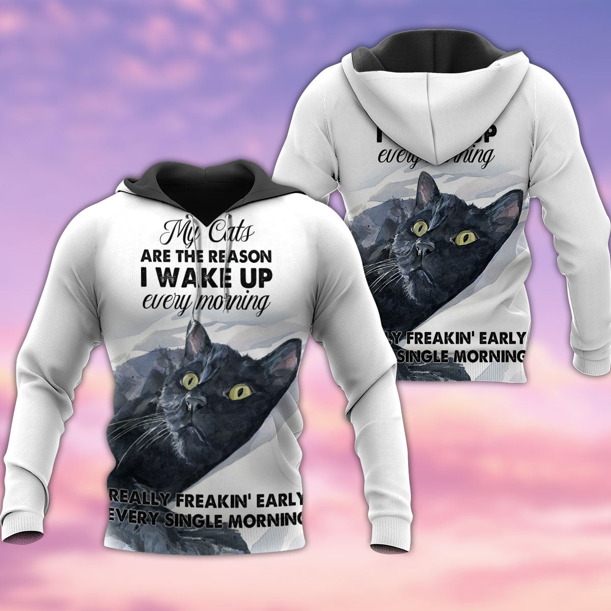 Funny Cats Wake Up Hoodie For Relaxed Streetwear Weekend Travel And Everyday Style