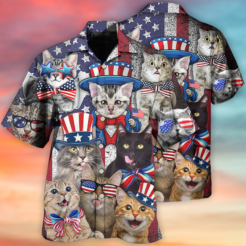 Patriotic Cats Independence Hawaiian Shirt For Island Vacations, Resort Wear, And Relaxed Seasonal Style