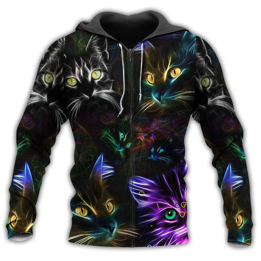 Neon Cat Darkness Hoodie For Pet Enthusiasts Weekend Outings And Relaxed Daily Style