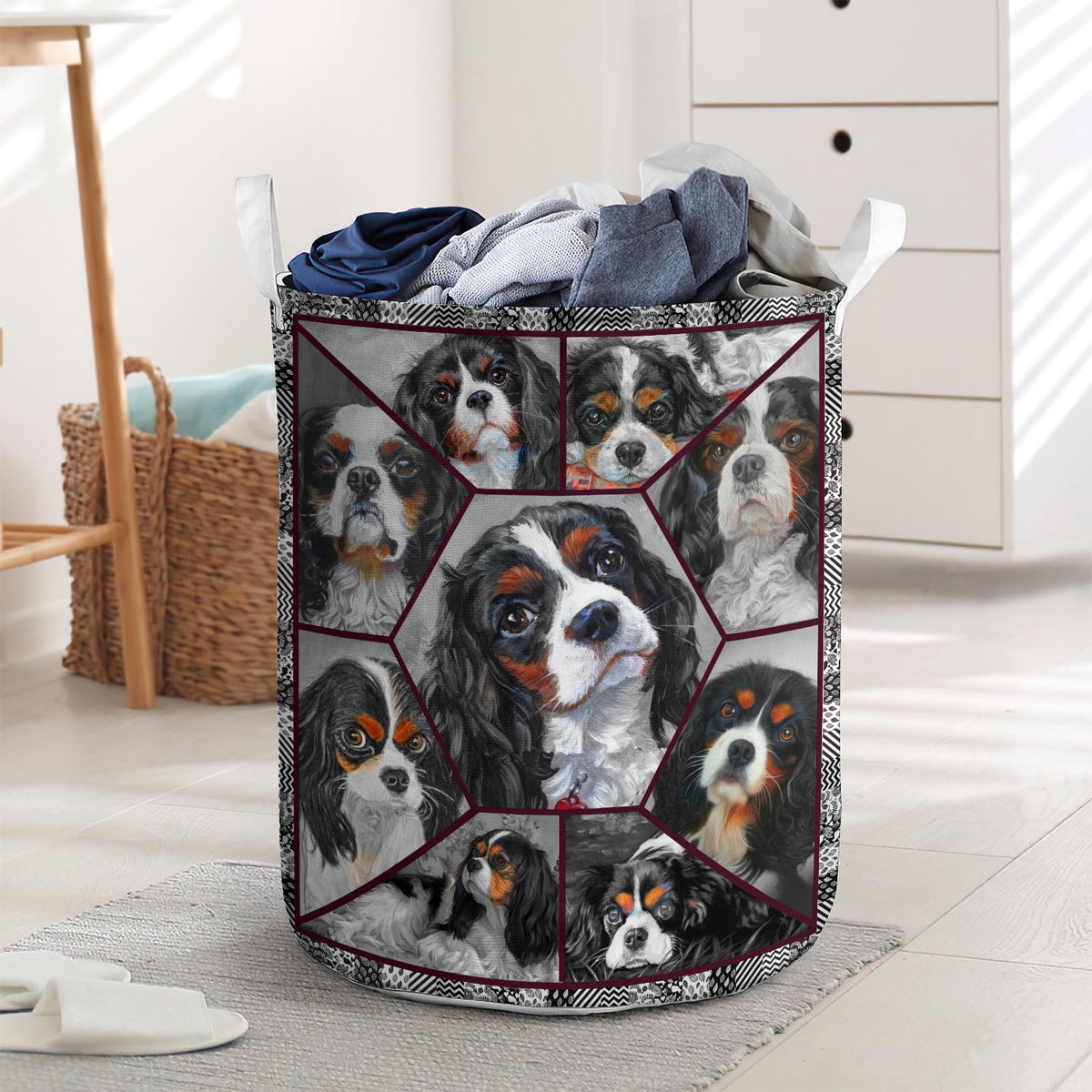 Cavalier King Charles Spaniel Dog Laundry Basket For Bathroom Bedroom Storage