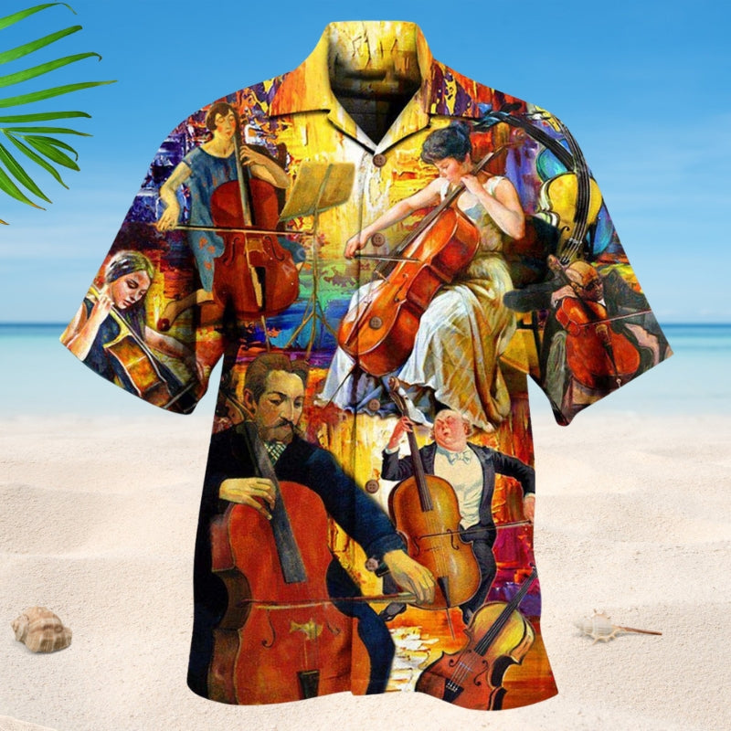 Cello Speaks Music Hawaiian Shirt For Coastal Travel, Casual Events, And Comfortable Summer Wear