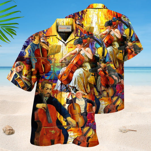 Cello Speaks Music Hawaiian Shirt For Coastal Travel, Casual Events, And Comfortable Summer Wear