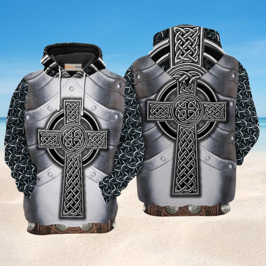 Irish Celtic Armor Metal Hoodie For Casual Street Style Travel And Daily Comfort