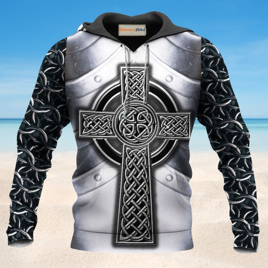 Irish Celtic Armor Metal Hoodie For Casual Activities Seasonal Outings And Gift Ideas