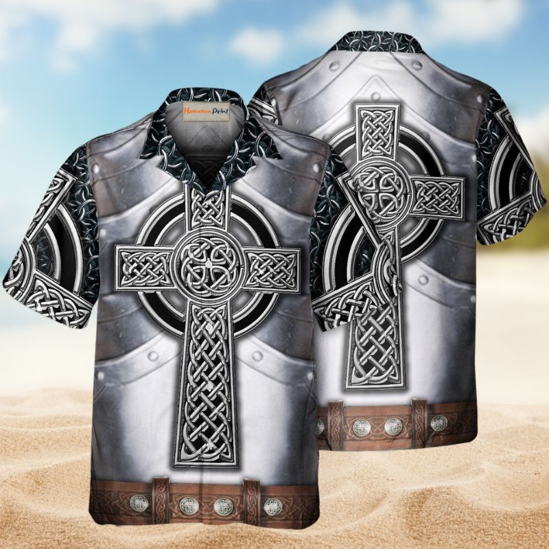 Celtic Armor Irish Hawaiian Shirt For Resort Trips, Coastal Parties, And Warm Weather Style