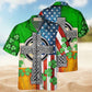Celtic Cross Irish Saint Patrick Hawaiian Shirt For Island Vacations, Resort Wear, And Relaxed Seasonal Style