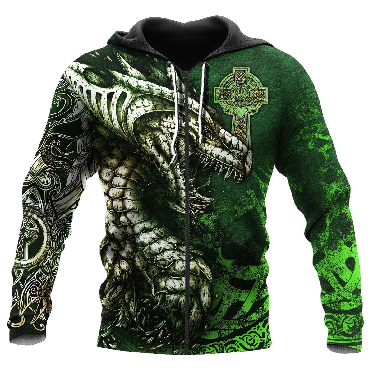 Green Celtic Dragon Tattoo Hoodie For Fantasy Art Lovers Travel Activities And Streetwear