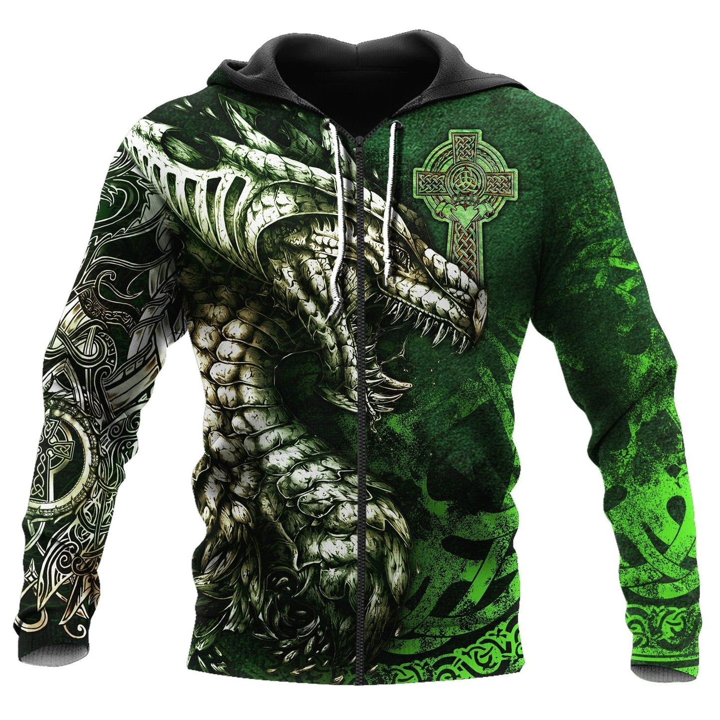 Green Celtic Dragon Tattoo Hoodie For Fantasy Art Lovers Travel Activities And Streetwear