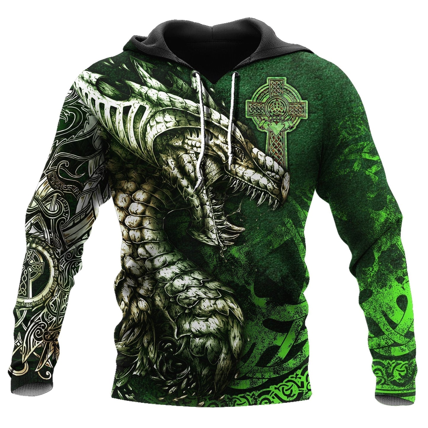 Green Celtic Dragon Tattoo Hoodie For Mythical Themes Daily Outfits And Gift Ideas