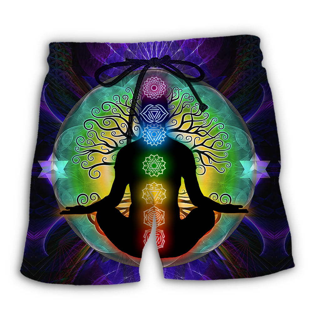 Yoga Chakra Healing Colors Beach Shorts For Summer Vacation And Coastal Travel
