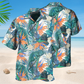 Floral Tropical Chameleon Hawaiian Shirt For Summer Vacation, Beach Travel, And Casual Wear