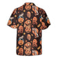 Halloween Spooky Classic Tropical Character Hawaiian Shirt Button Front Artwork For Vacation Style