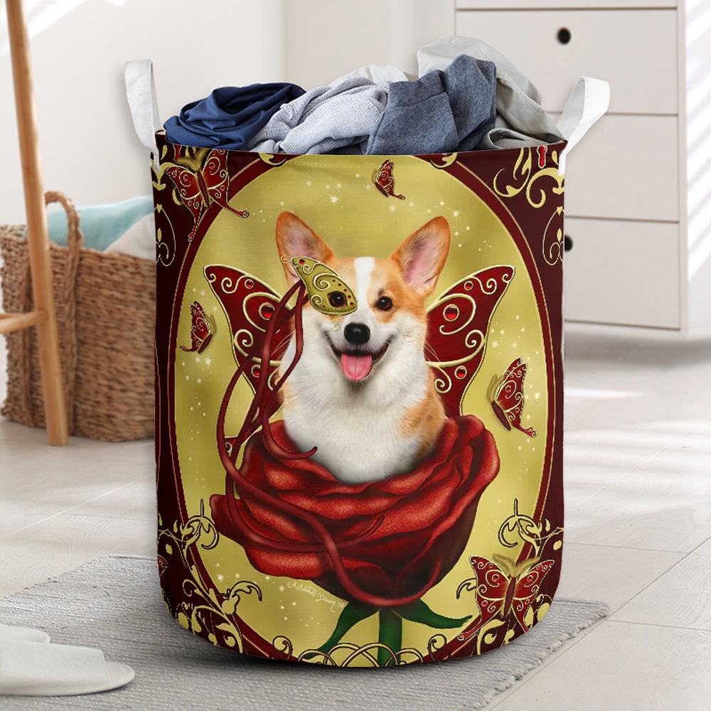 Corgi Charming Corgi Rose Laundry Basket For Room Home Organizer