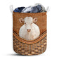 Small Size Charolais Cow Rattan Texture Laundry Basket For Bathroom Bedroom Storage