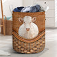 Charolais Cow Rattan Texture Laundry Basket For Room Home Organizer
