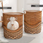 Charolais Cow Rattan Texture Laundry Basket For Nursery Dorm And Home Storage