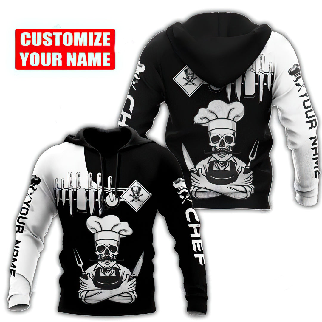 Chef Skull Personalized Hoodie For Bold Casual Looks Travel Days And Comfortable Style