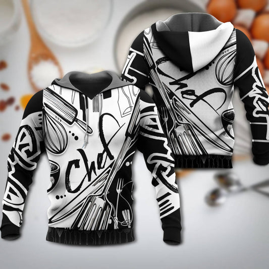 Black White Chef Hoodie For Weekend Trips Relaxed Outfits And Thoughtful Gifting
