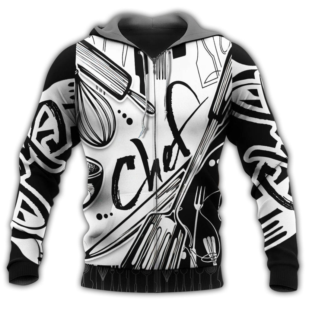 Black White Classic Chef Hoodie For Weekend Adventures Casual Style And Relaxed Comfort