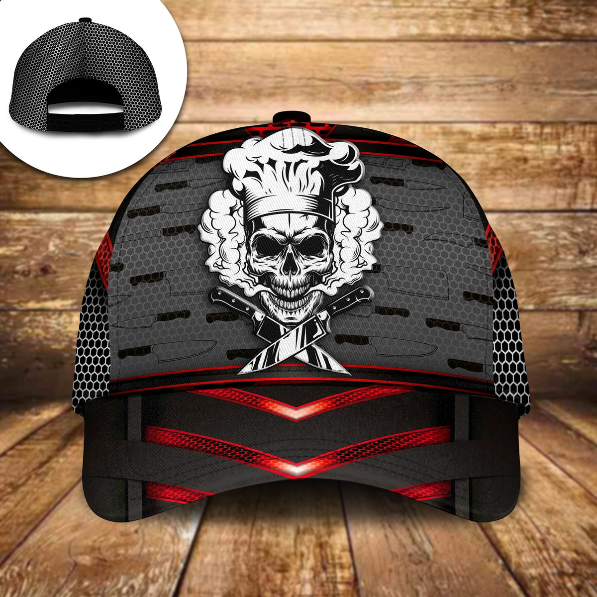 Chef Skull Red Black Cooking Classic Cap For Everyday Accessories Festivals And Relaxed Outings