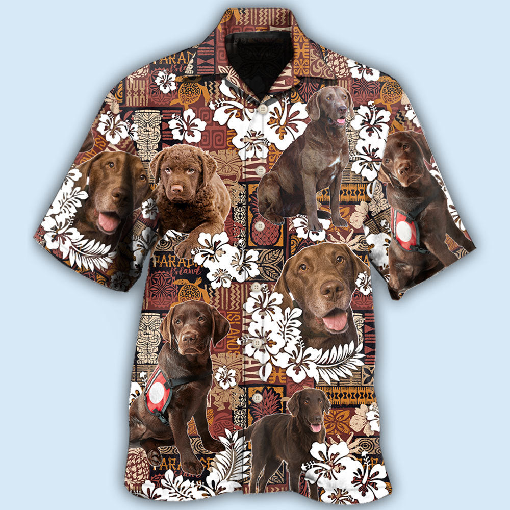 Tropical Floral Vintage Dog Chesapeake Bay Retriever Hawaiian Shirt Artwork Detail For Tropical Trips And Casual Outings