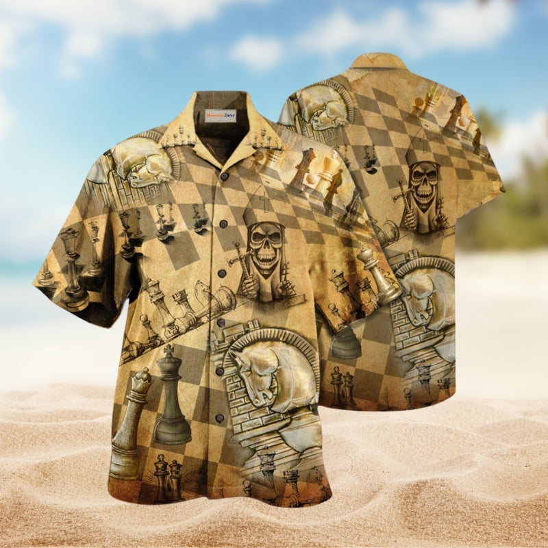 Gothic Dark Skull Hawaiian Shirt Summer Design Detail For Casual Outings