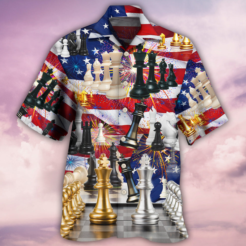 Chess Firework Independence Day Hawaiian Shirt Design View For Casual Summer Styling