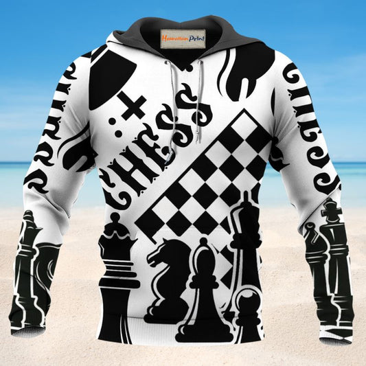 Black White Chess Hoodie For Weekend Trips Relaxed Outfits And Thoughtful Gifting