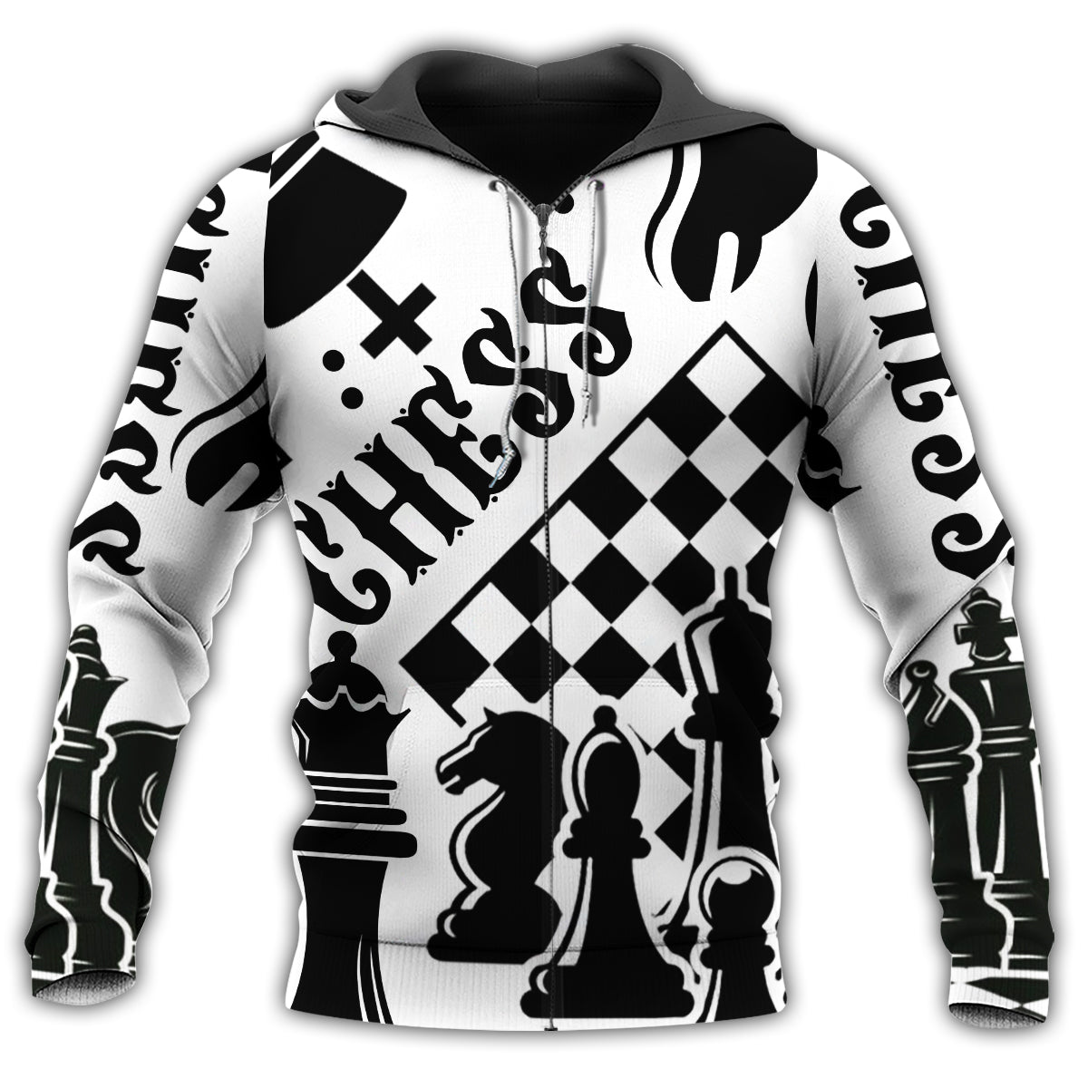 Black White Chess Hoodie For Weekend Trips Relaxed Outfits And Thoughtful Gifting
