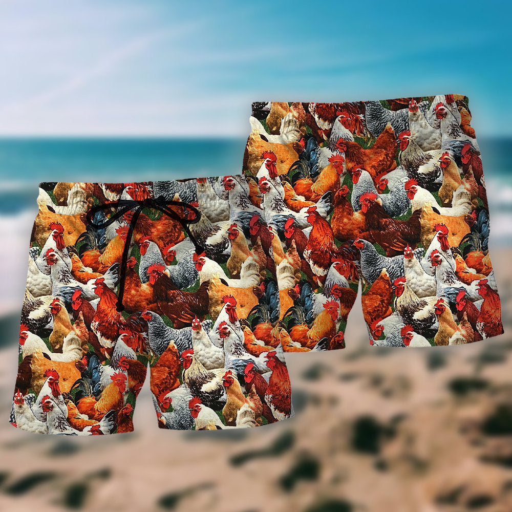 Chicken Hang Out With Chickens Beach Shorts Print Detail For Thoughtful Gift Giving