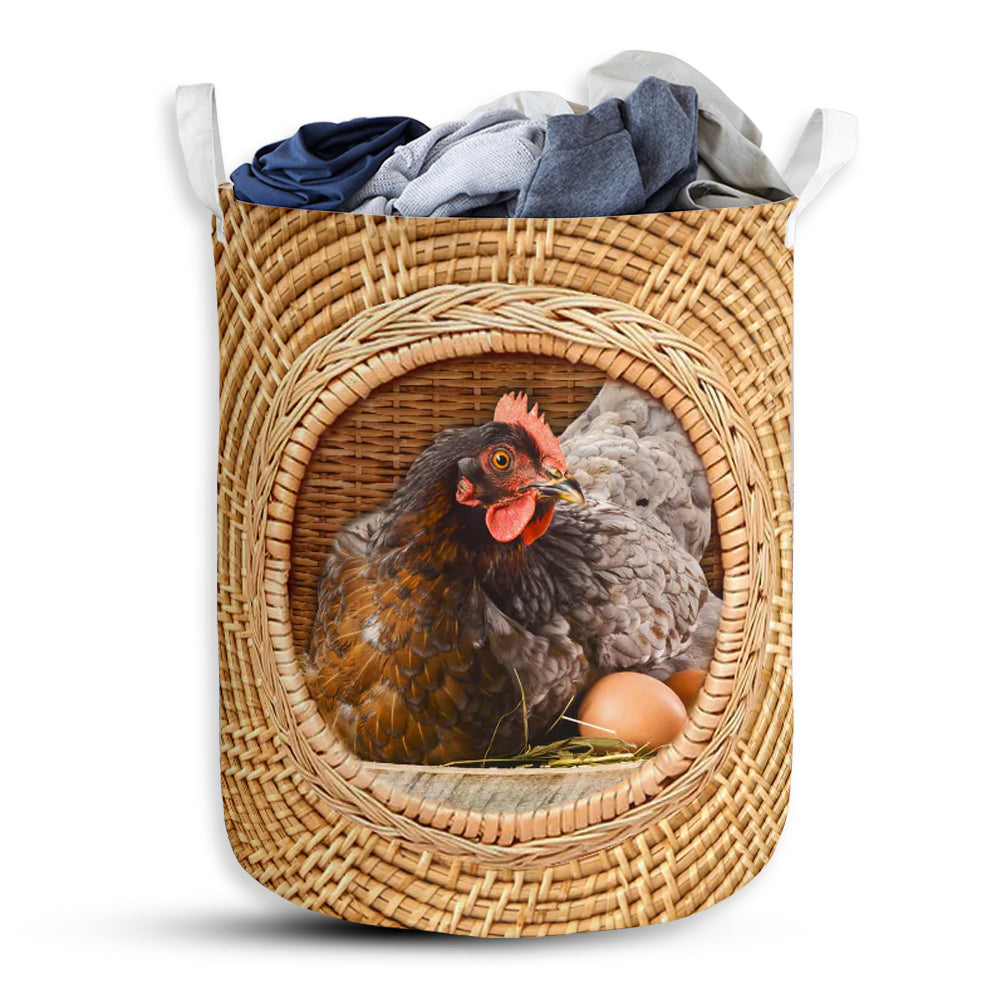 Small Size Chicken Bamboo Wave Laundry Basket For Bathroom Bedroom Storage