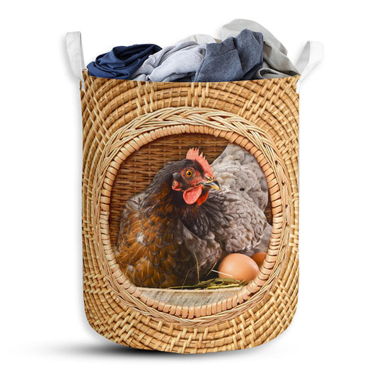 Small Size Chicken Bamboo Wave Laundry Basket For Bathroom Bedroom Storage