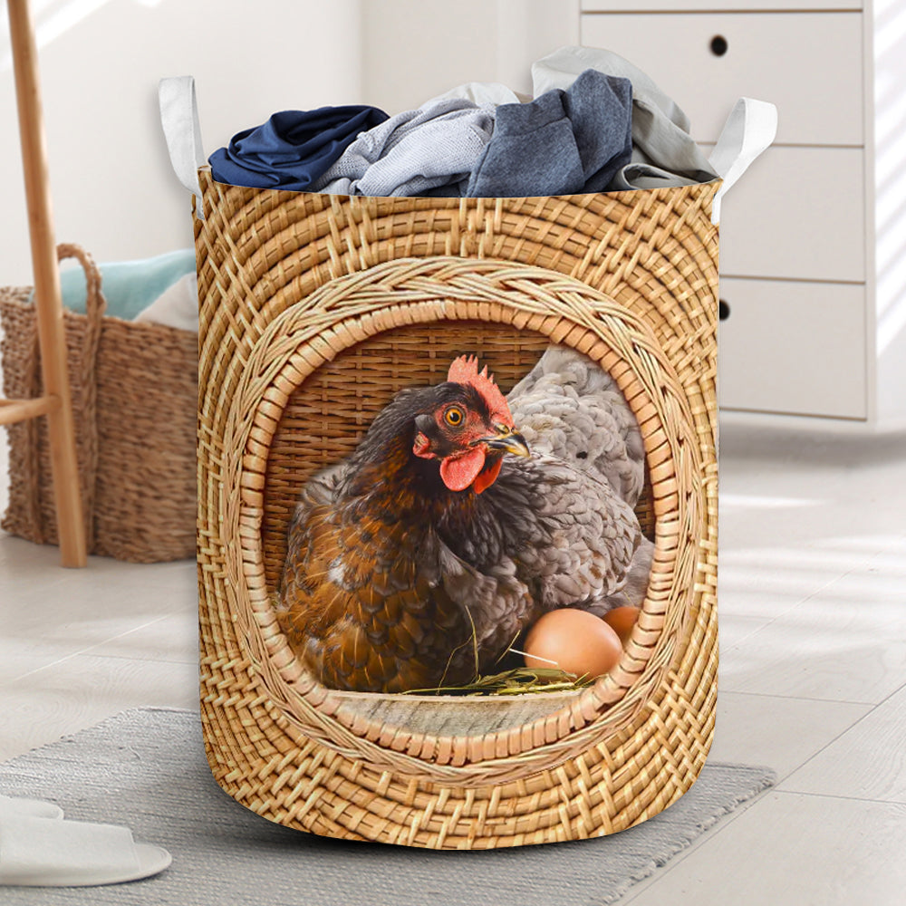 Chicken Bamboo Wave Laundry Basket For Room Home Organizer