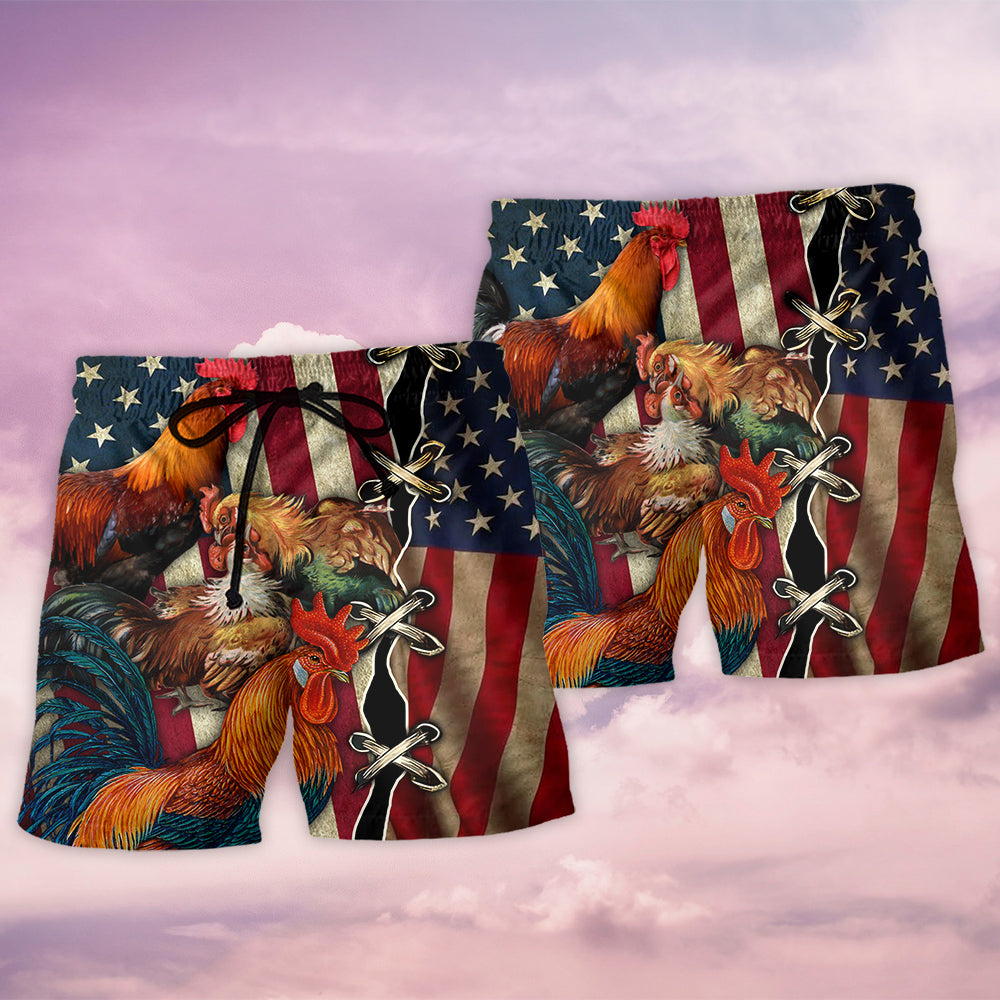 Chicken Independence Day Celebration Beach Shorts For Tropical Getaways And Weekend Adventures