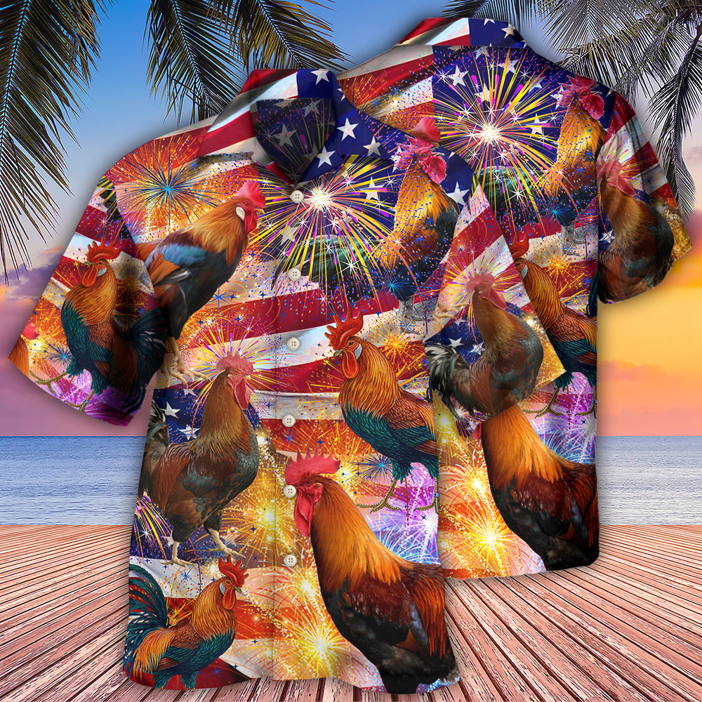 Chicken American Celebrating Independence Day Hawaiian Shirt For Poolside Relaxation And Sunny Getaways