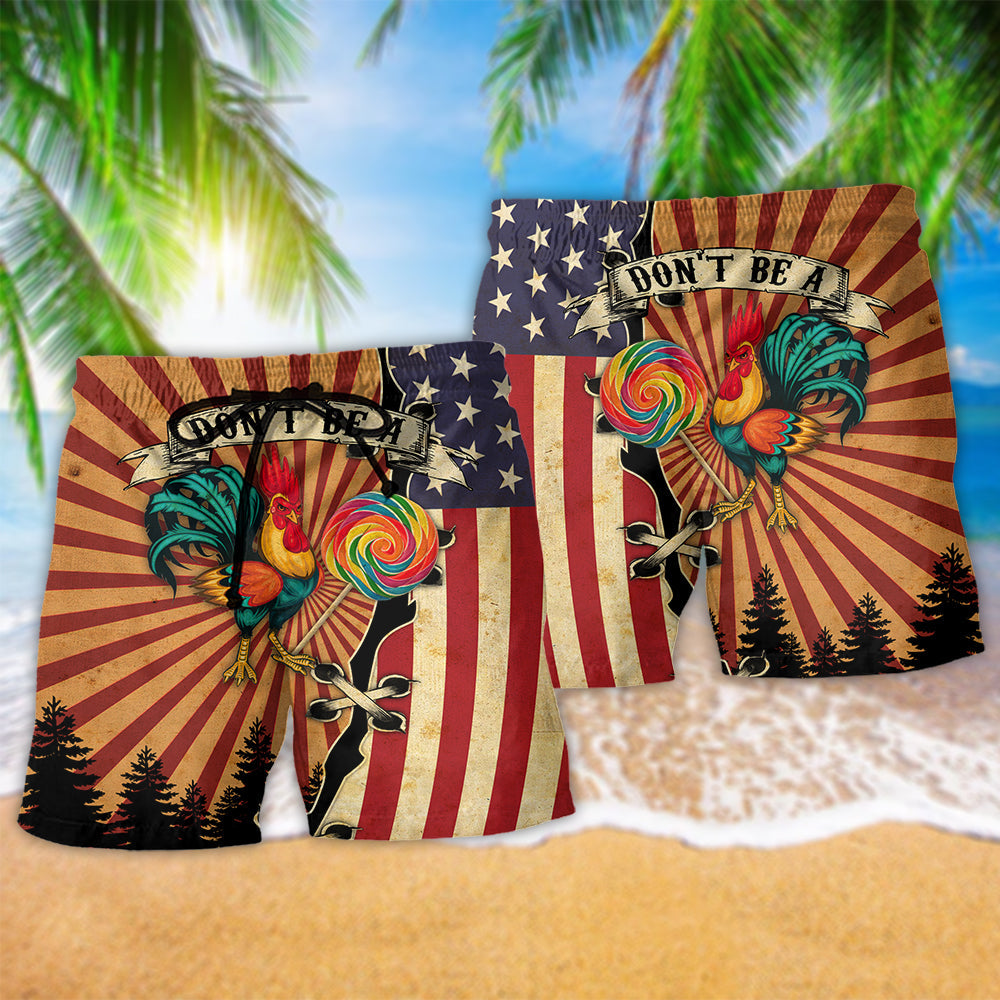 Rooster Lollipop Beach Shorts Pattern Detail For Seaside Leisure And Thoughtful Gift Giving