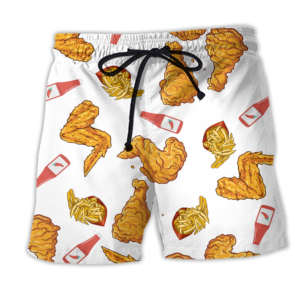 Chicken Food Lover Beach Shorts Pattern View For Coastal Holidays And Casual Activities