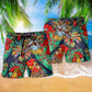 Chicken Love Farm Color Hawaiian Print Beach Shorts For Wildlife Inspired Summer Style