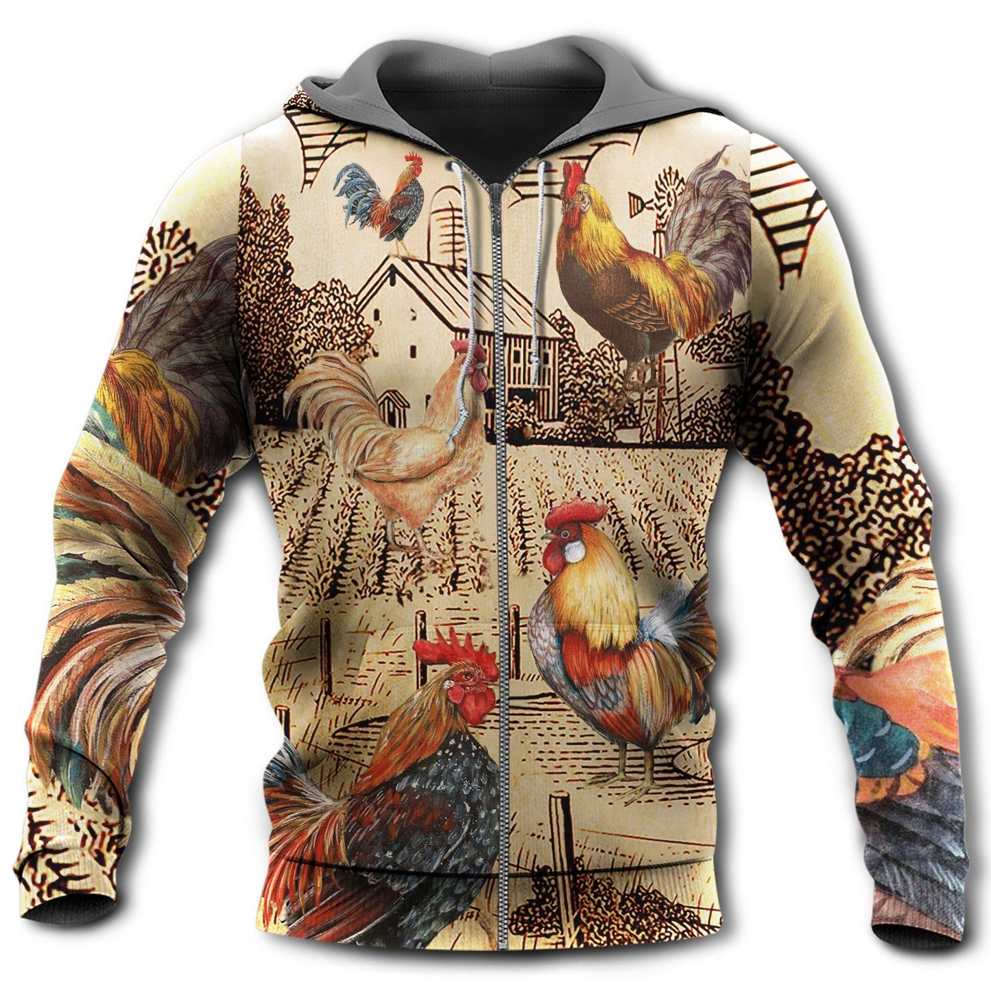 Vintage Chicken Love Hoodie For Rustic Casual Looks Seasonal Events And Gift Ideas