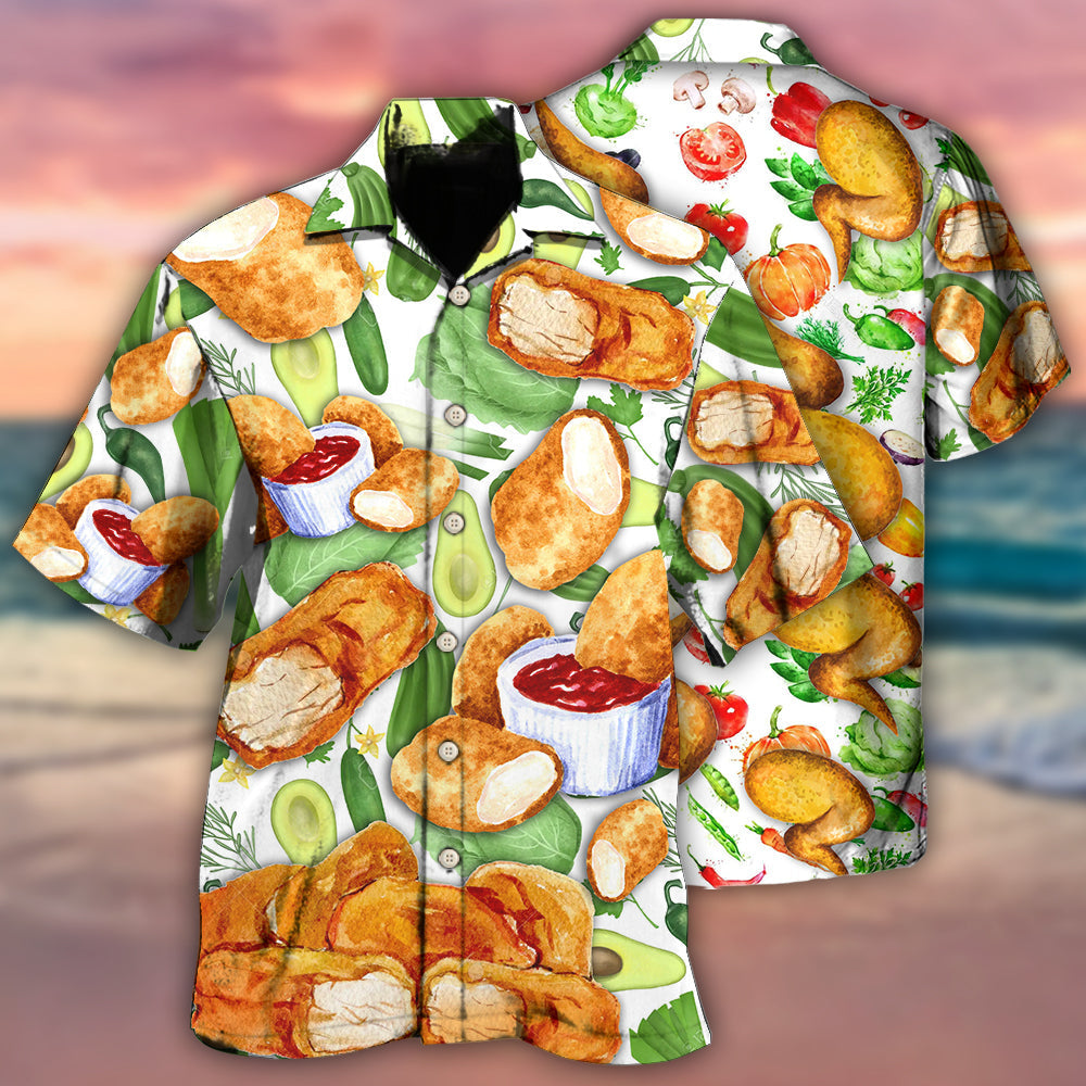 Chicken Nugget Hawaiian Shirt For Coastal Travel, Casual Events, And Comfortable Summer Wear