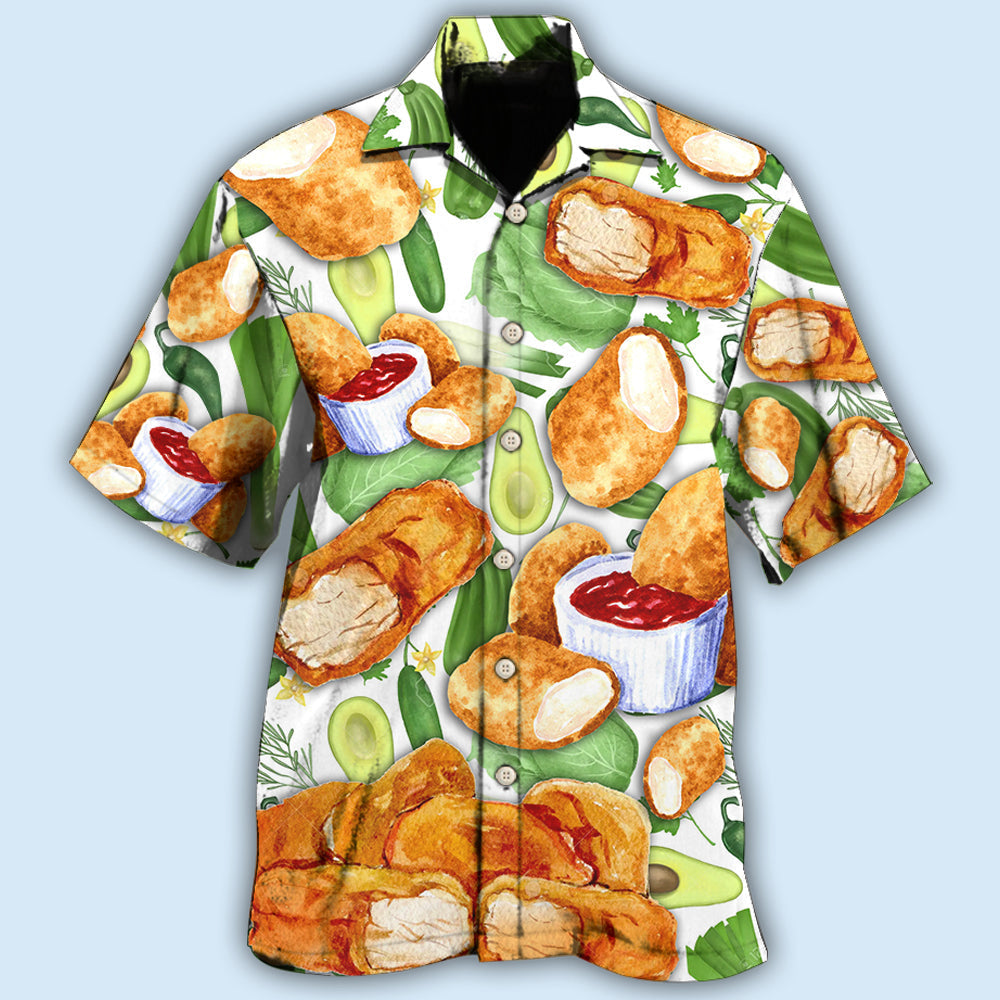 Chicken Nugget Hawaiian Shirt For Coastal Travel, Casual Events, And Comfortable Summer Wear