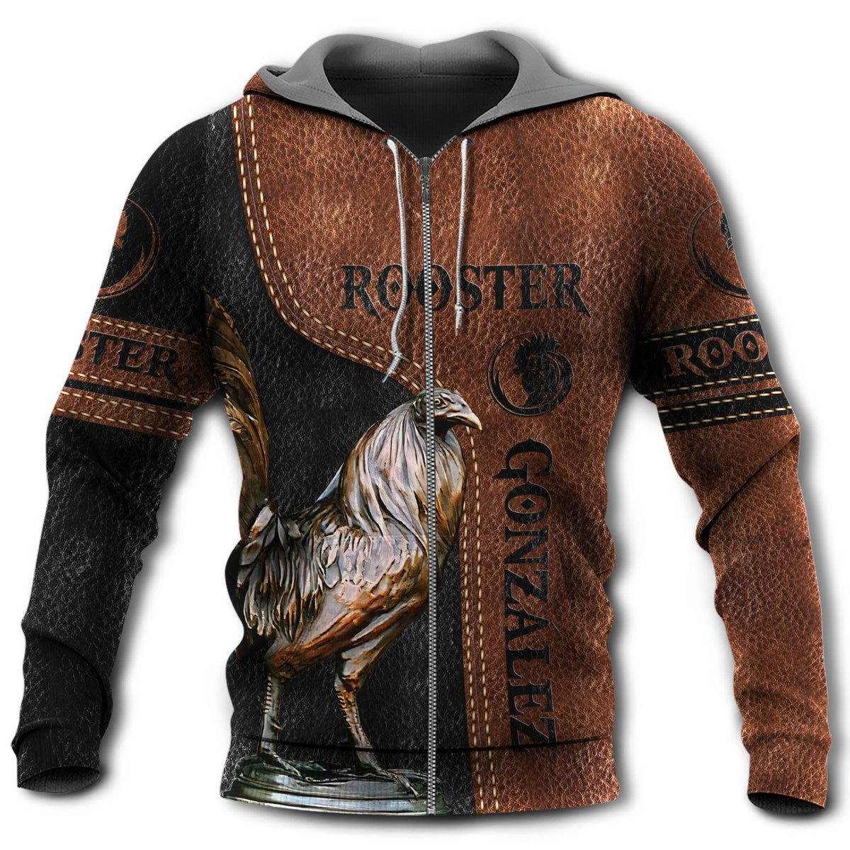 Rooster Leather Personalized Hoodie For Farmhouse Inspired Outfits Weekend Travel And Thoughtful Gifts