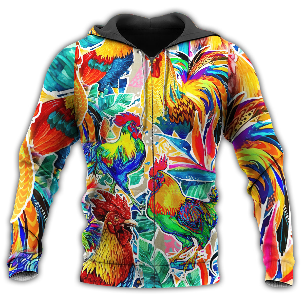 Strong Chicken Full Color Hoodie For Farm Lovers Outdoor Trips And Comfortable Casual Style