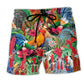 Summer Tropical Floral Chicken Beach Shorts For Summer Vacations And Versatile Outdoor Wear