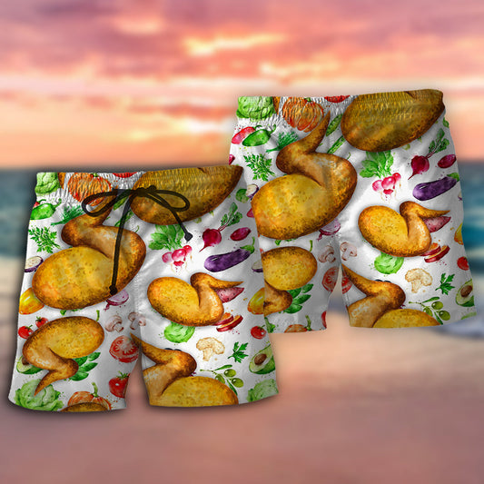 Food Chicken Beach Shorts For Holiday Cruises And Comfortable Daily Use