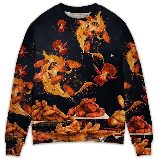 Chicken Wings Fast Food Delicious Sweater For Weekend Outings Parties And Thoughtful Gift Giving