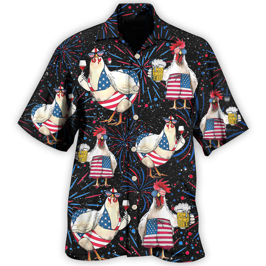 Chicken Beer Independence Fun Hawaiian Shirt For Tropical Holidays, Outdoor Gatherings, And Everyday Comfort