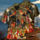 Vintage Chicken Old Garden Hawaiian Shirt Artwork Detail For Tropical Trips And Casual Outings