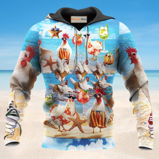 Chicken Beach Fun Hoodie For Rustic Adventures Seasonal Travel And Gift Giving