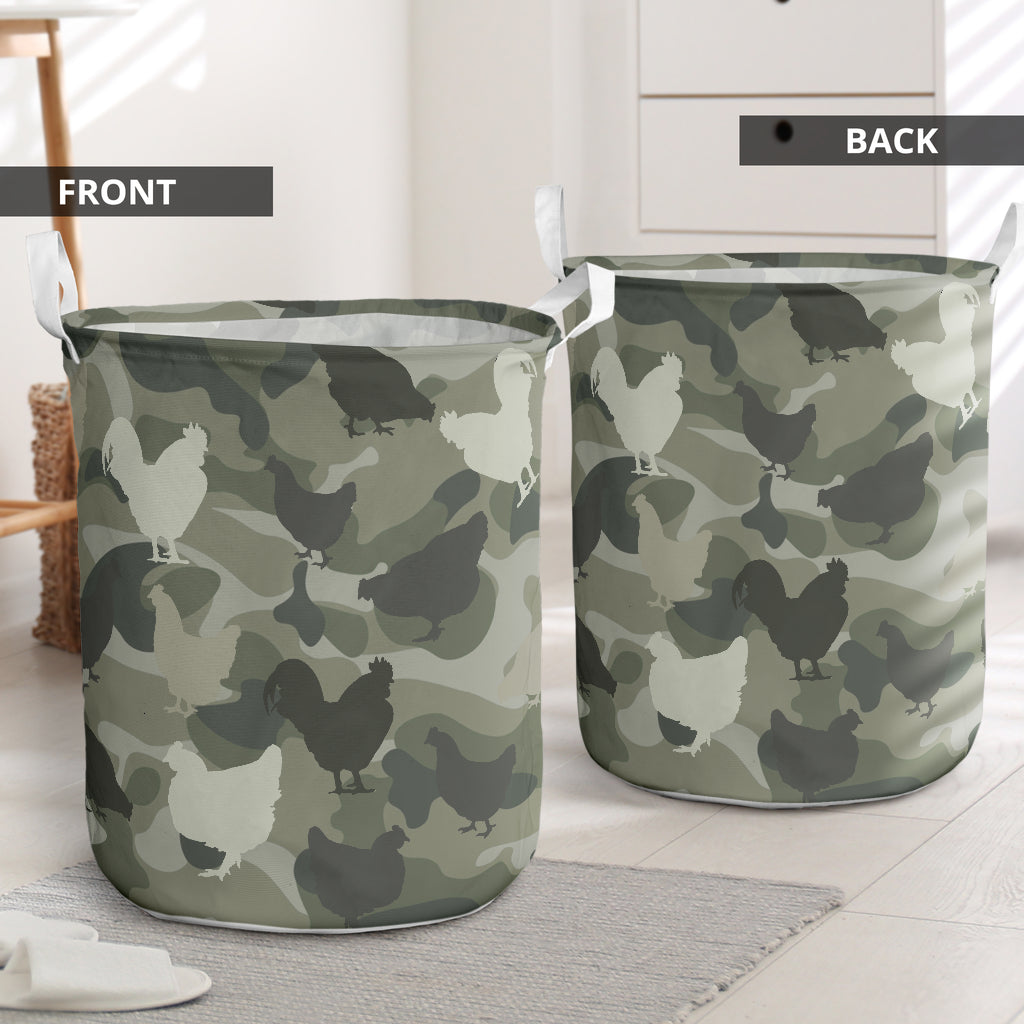 Chicken Camo Style Laundry Basket For Room Home Organizer